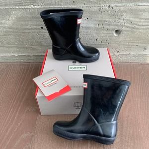 Hunter Black Rainboot Wellies Gloss Waterproof Size 7B 8G Brand New in Box